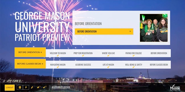 Previous Mason Orientation Interface Design