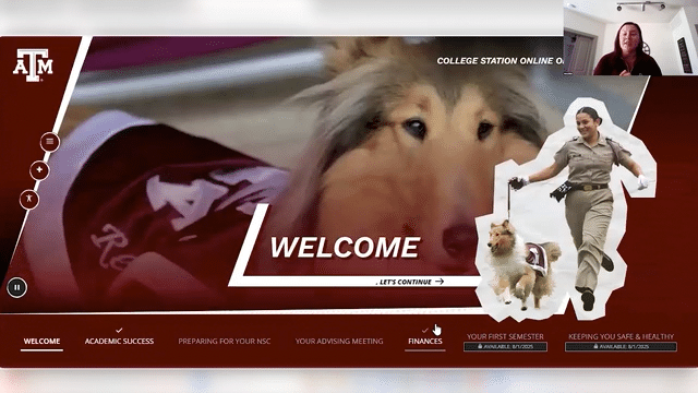 Texas A&M Online Orientation Interface Design
