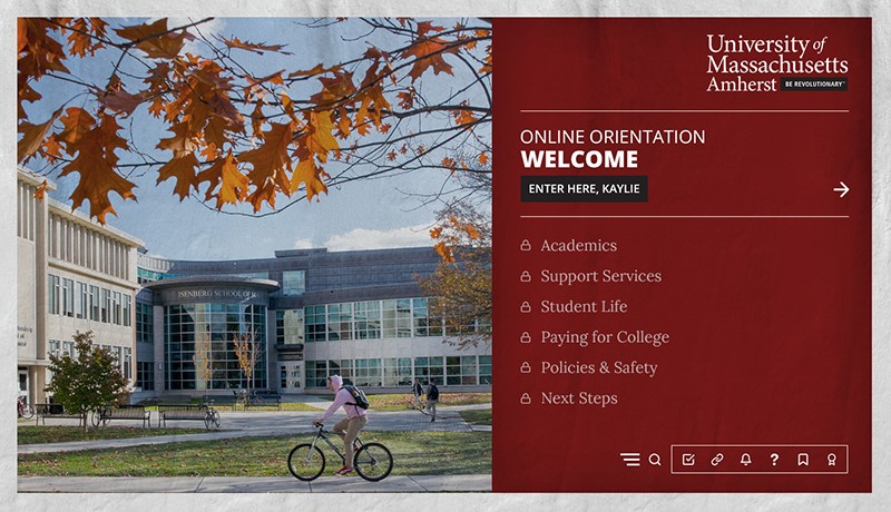 UMass Amherst Original Orientation Platform Interface Design